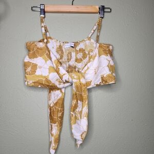 Faithfull The Brand Dafnica Linen Floral Tie-Front Top 4